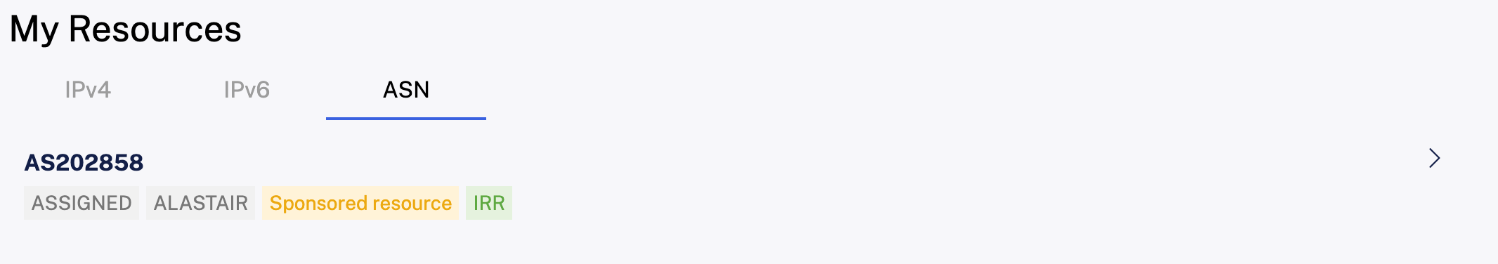 Screen shot of RIPE ASN