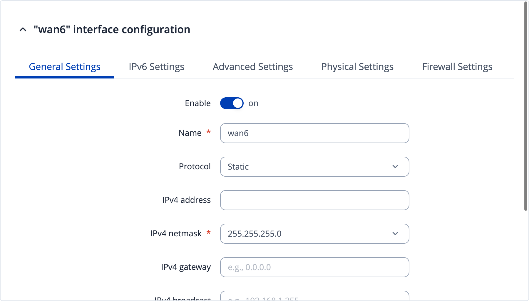 WAN6 config for Teltonika Router
