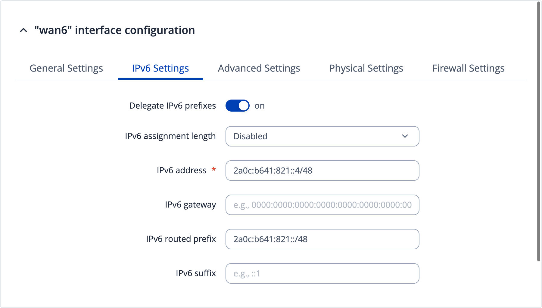 WAN6 config for Teltonika Router